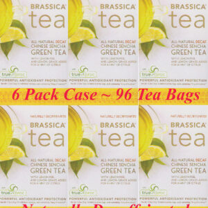 Brassica® Decaf.Green Tea with Lemon & TrueBroc® Case of 6 Boxes (96 Tea Bags)