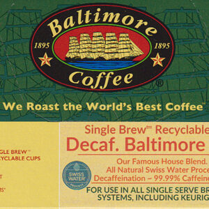 Swiss Water Process Decaffeinated® Baltimore Blend™ Single Brew™ BCT-Cups