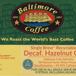 Swiss Water Process Decaffeinated® Hazelnut Cream Single Brew BCT-Cups