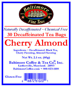 Baltimore Decaf. Cherry Almond Tea Bags ~ 30 Count