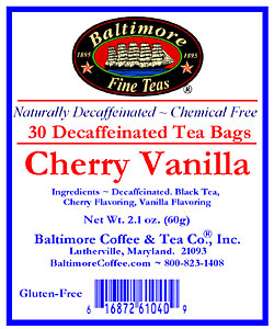 Baltimore Decaf. Cherry Vanilla Tea Bags ~ 30 Count