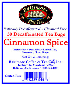 Baltimore Decaf. Cinnamon Spice Tea Bags ~ 30 Count