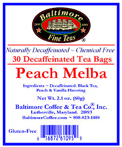 Baltimore Decaf. Peach Melba Tea Bags ~ 30 Count