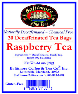 Baltimore Decaf. Raspberry Tea Bags ~ 30 Count