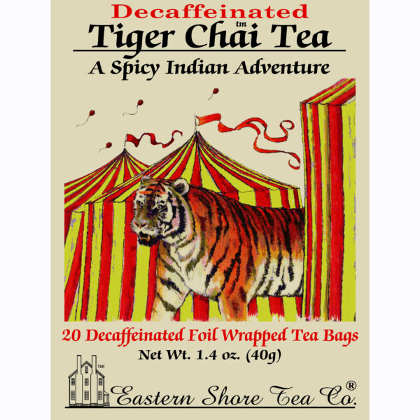 Eastern Shore Decaf. Tiger Chai Tea Bags ~ Box