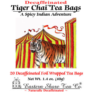 Eastern Shore Decaf. Tiger Chai Tea Bags ~ 20 Ct.