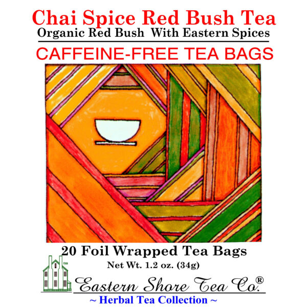 Eastern Shore Red Bush Chai Herbal Tea Bags ~ 20 Count.